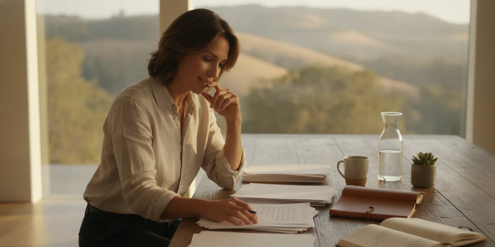 Person reviewing documents at a table while seeking legal information about civil rights