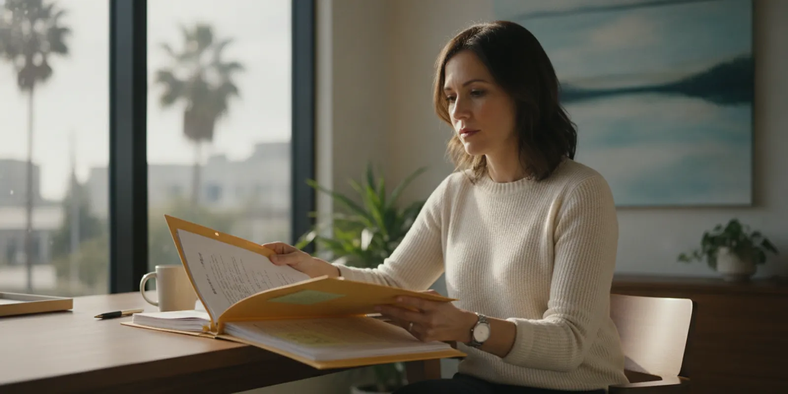 Employee reviewing notes before speaking with a lawyer about a workplace termination