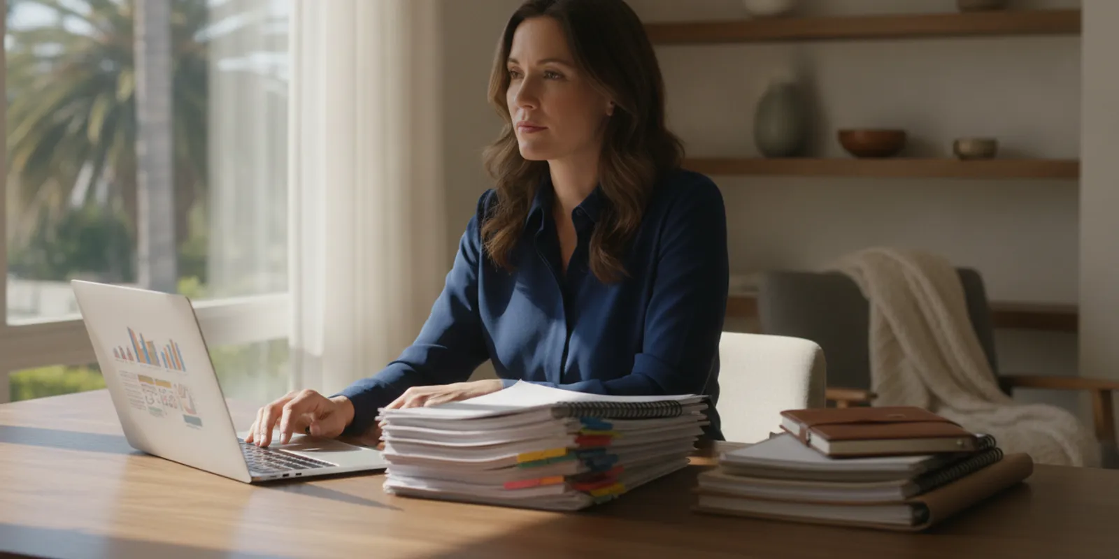 California employee reviewing workplace documents at a desk after filing an employment complaint