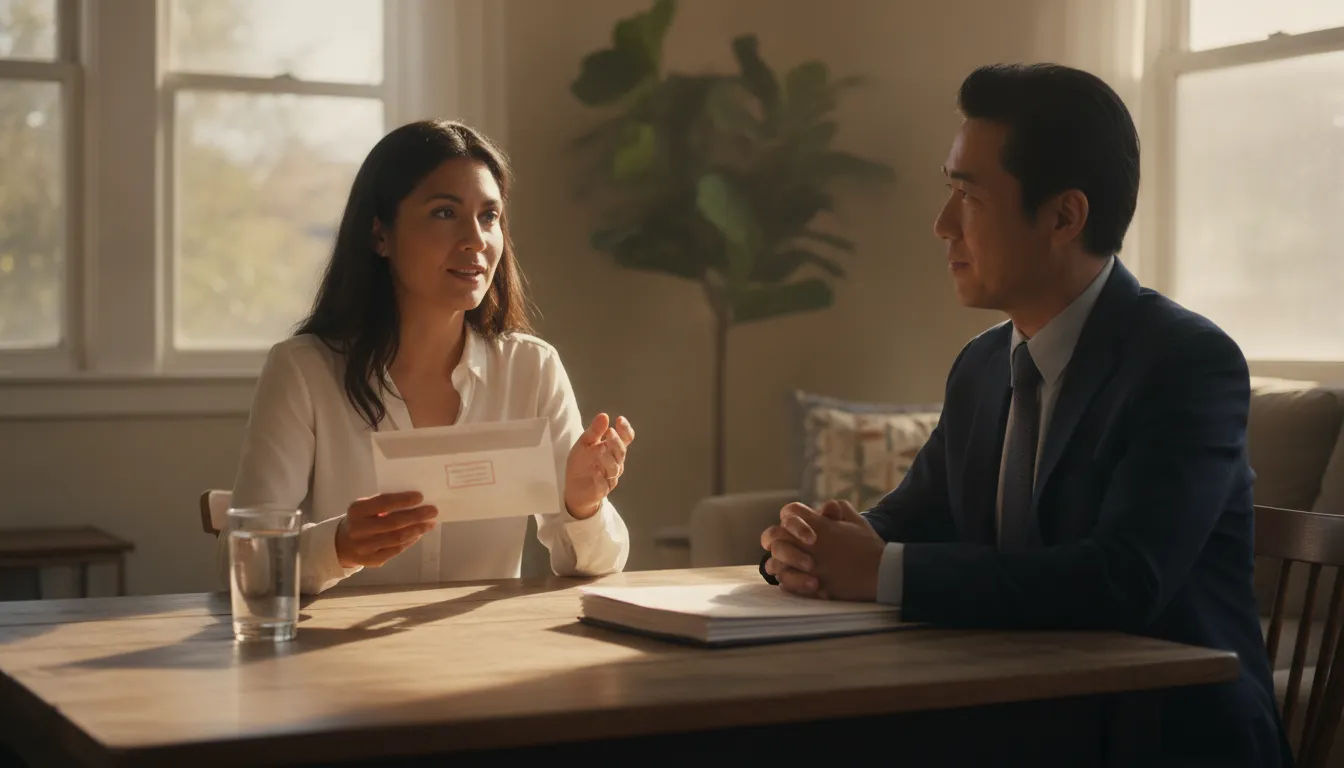 California renter reviewing an eviction notice with an attorney